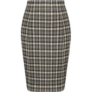 Womens Knee Length Elastic Waist Stretchy Skirt Plaid2